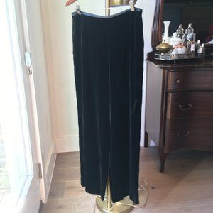 armani collezioni wide leg velvet pants - black - size 6